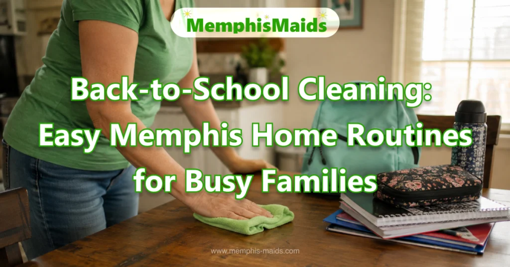 Article cover for 'ack-to-School Cleaning Easy Memphis Home Routines for Busy Families' with Memphis Maids logo on top.